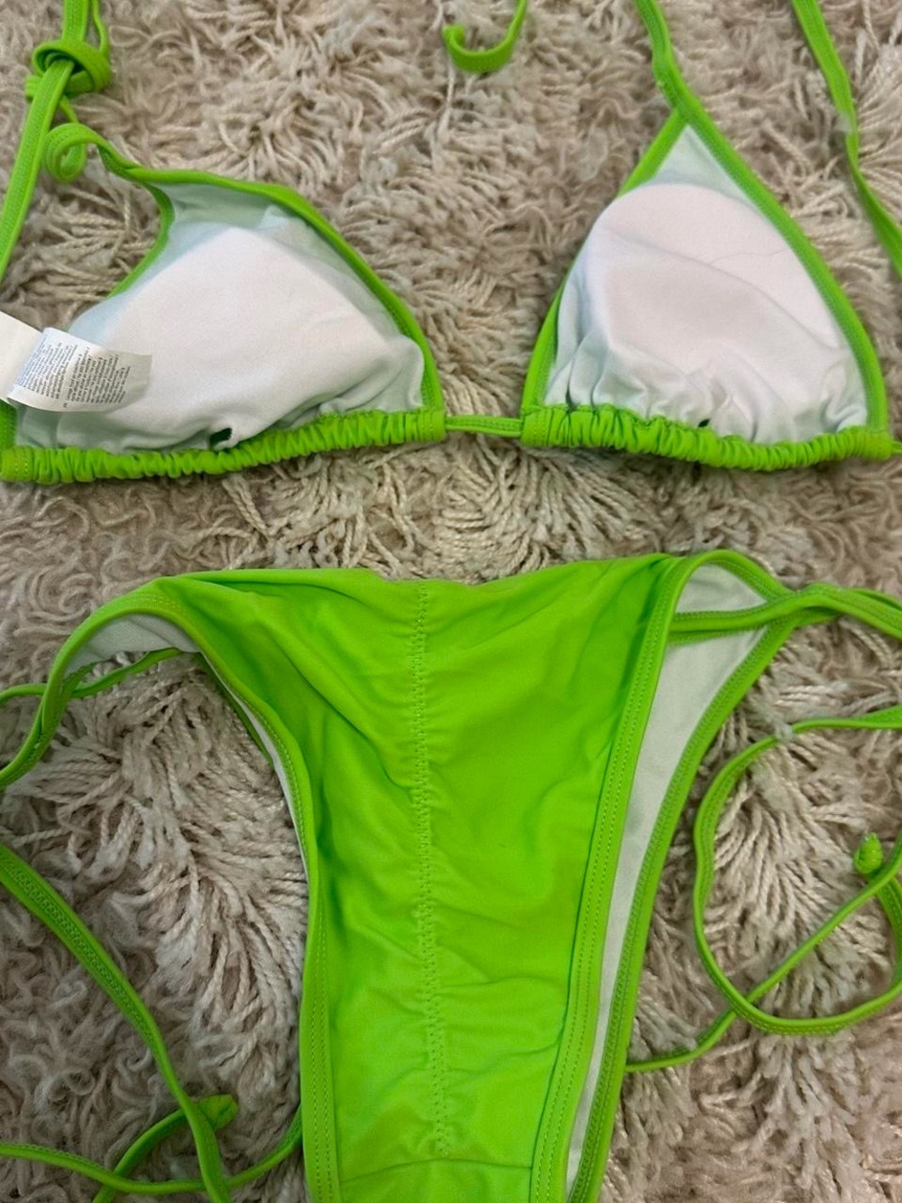Neon Lime Triangle String Bikini Set - Picture 2 of 2